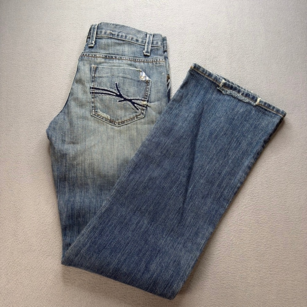 Cruel Girl Amelia Slim Bootcut Jeans Size‎ 3 Long Blue Distressed Western Denim